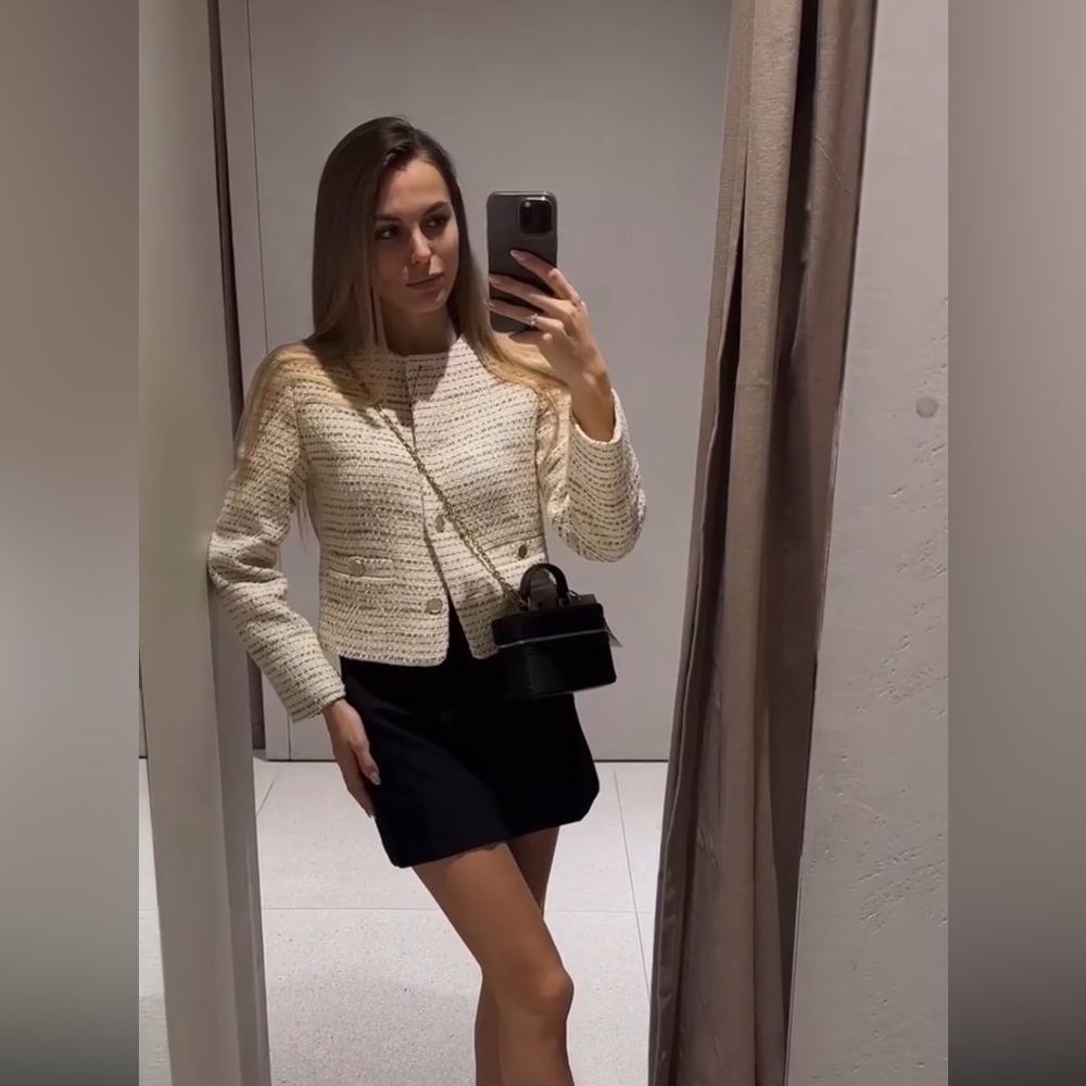 ZARA STRUCTURED METALLIC THREAD BLAZER